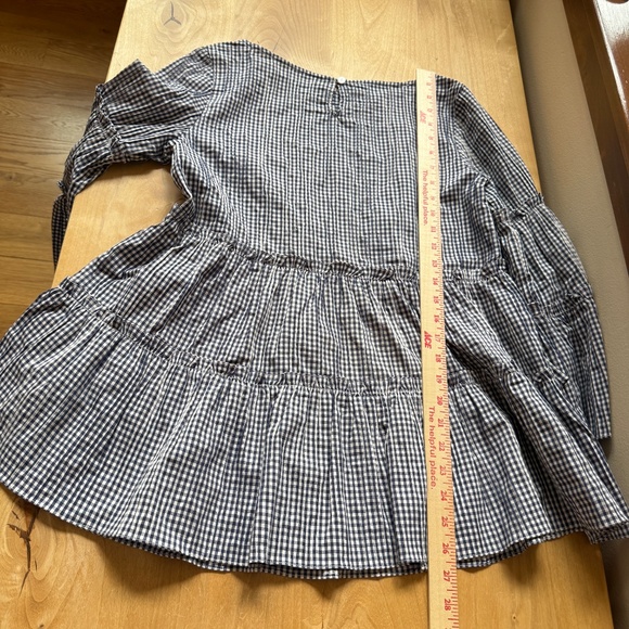 SARA CAMPBELL TUNIC TOP GINGHAM CHECK TIERED 3/4 BELL SLEEVE COTTON BLD PREPPY S - Picture 10 of 12